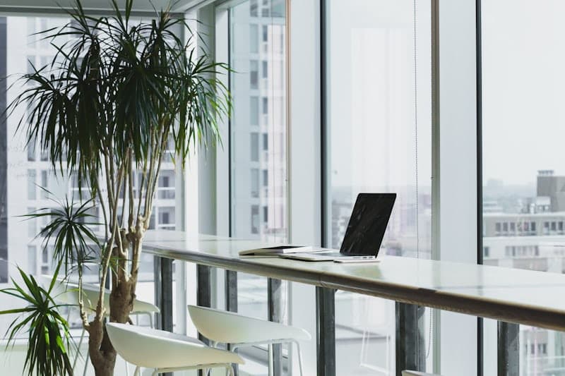 Modern workspace with laptop and technology
